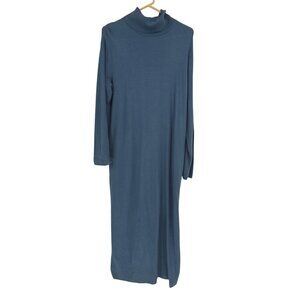 Vintage Marchetta Size XL Maxi Sweater Dress Blue Turtleneck Modest Cotton